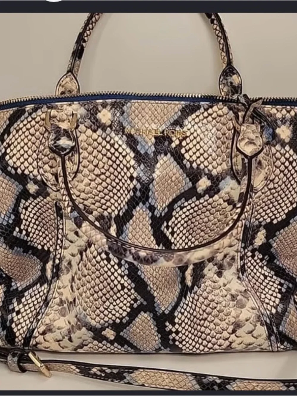 Michael Kors Snake-Print Tote in Beige and Black